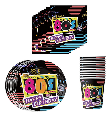 Cotillón Vajilla Cumpleaño Retro Back To The 80's Disco