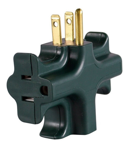 Conector Múltiple Verde Con 3 Salidas Uso Rudo Hyper Tough