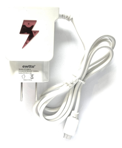 Cargador De Pared Con 2 Usb + Cable Fijo Micro Usb 1.5a Ewtt