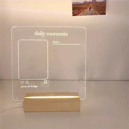 Tablero De Notas De Escritorio Acrílico Memo Borrable Led