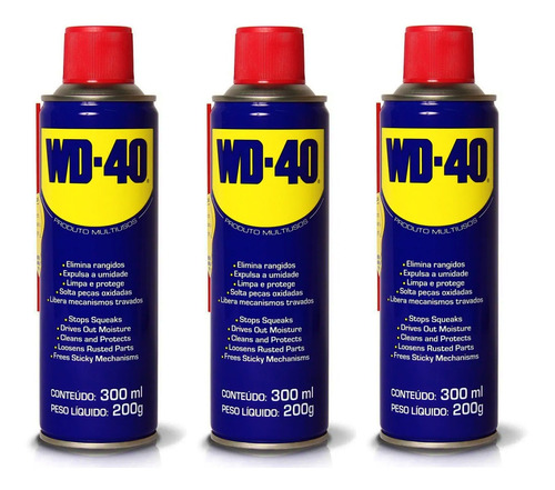 Kit 3 Spray Anti-ferrugem Wd40 300ml Lubrificante Multi Uso