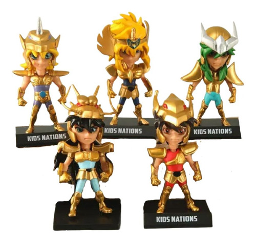 Miniset De 5 Figuras Caballeros Del Zodiaco Armadura Dorada 