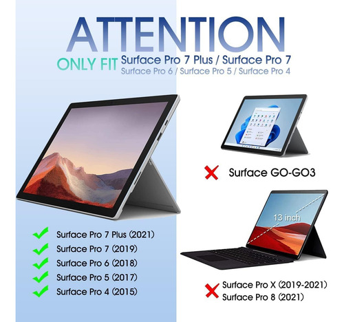 Funda Retro Con Teclado Inalámbrico Para Surface Pro 7 Y Ant
