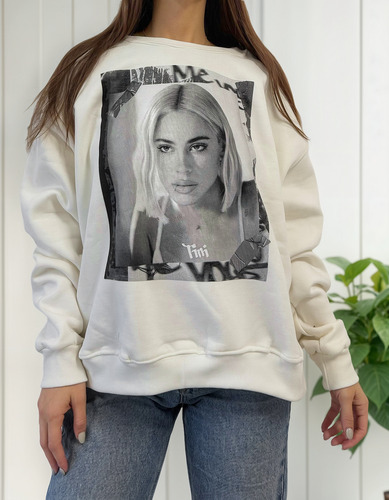 Buzo Over Frisa Estampa Tini Mujer Nylon