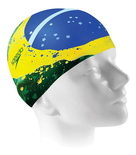 Imagem 1 de 1 de Touca Esportiva Silicone Flat Brasil Verde Speedo