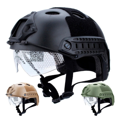 Casco Militar Táctico Gotcha Paintball Airsoft Visera Ciclis