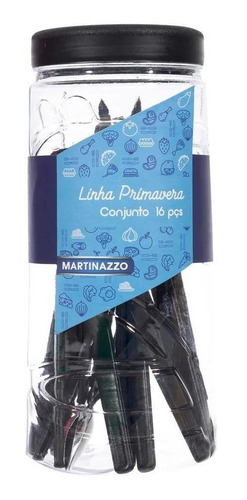 Conjunto De Talheres 24 Peças Martinazzo - Preto