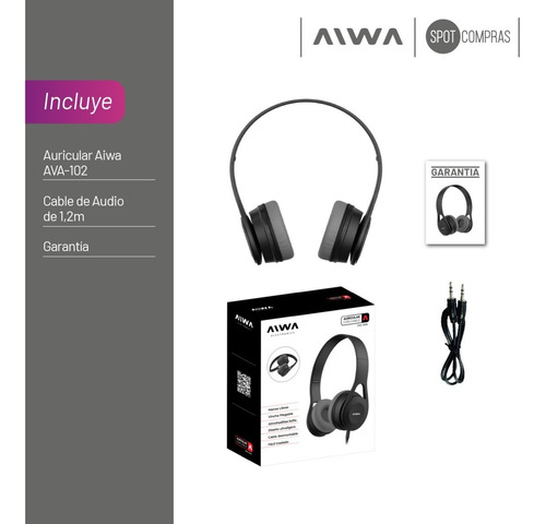 Imagen 8 de 10 de Auriculares Aiwa Vincha Plegable Ava-102b Manos Libres