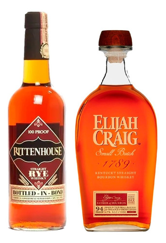 Whiskey Rittenhouse Straiht Rye + Elijah Craig Small Batch
