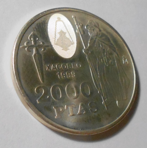 España 2000 Pesetas 1999 Plata 925 18 Gs Jacobeo - Holograma