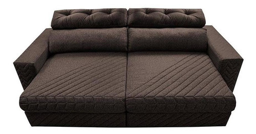 Sofá Retrátil E Reclinável 2,95m Cama Inbox Style. Linho Cor Marrom