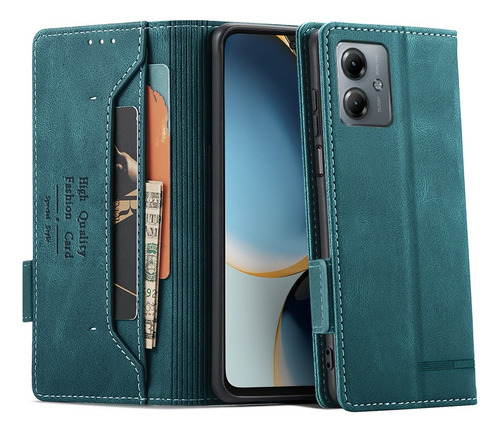 For Motorola Moto G14 Pu Wallet Magnet Clasp Card Slot Case