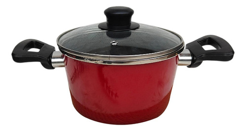 Panela Esmaltada, Panela Com Tampa De Vidro, 19cm Vermelho