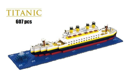 Blocos De Montar Navio Titanic 607 Peças Com Caixa