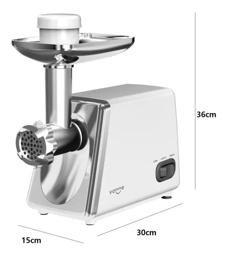 Picadora de carne eléctrica de 2600 W máximo, máquina picadora de carne  resistente, de acero inoxidable, con función inversa segura, máquina de