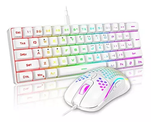 qmhaonan Pequeño teclado inalámbrico y ratón, teclado portátil y ratón para  el ordenador portátil/PC