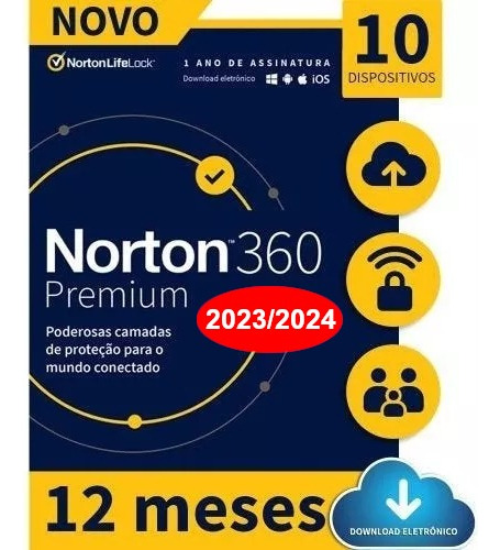 Norton 360 Premium 10 Dispositivos 12 Meses. Envio Imediato