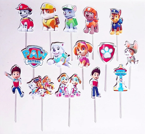 Pack 15 Toppers Para Cupcakes Patrulla Canina /  Paw Patrol 