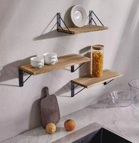 Kit X3 Repisas Flotantes De Madera Multipropósito