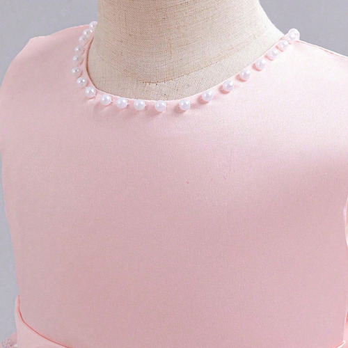 Vestido Rosa Princesa Con Perlas Y Estampado Nieve Para Bebé