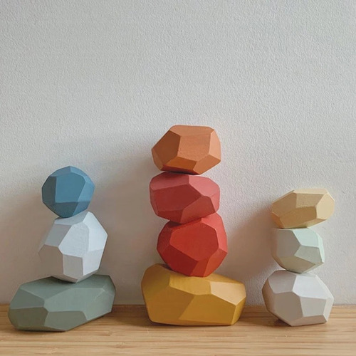 Imagen 4 de 4 de 21 Piezas De Madera Apilada De Piedra Apilada Juguete Equili