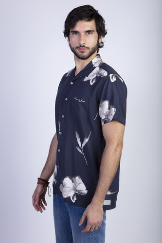 Camisa Estampada Flores Fj Negro Ferouch Ss24