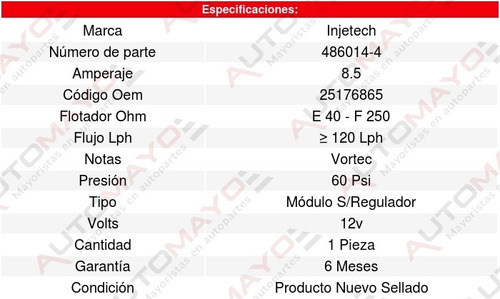 Modulo Bomba Combus Sierra 350 8cil 6.0l 01 Al 03 8344411