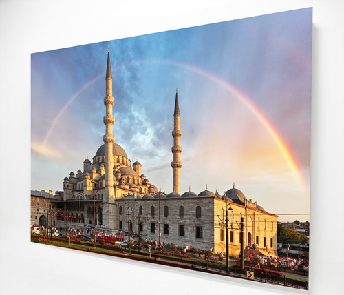 Cuadro Decorativo Moderno Mezquita En Estambul Con Arcoiris