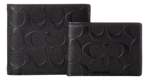 Cartera + Tarjetero Casual Coach D Hombre Billetera Plegable Negro Billetera Juvenil, Billetera Larga, Cartera Casual,cartera Con Monograma, Cartera Juvenil, Cartera Plegable,