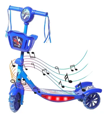 Patinete Infantil Musical 3 Rodas Kiddy Replay Kids Azul