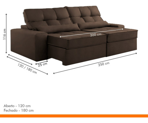 Sofá Retrátil E Reclinável 250cm Enzo Plus