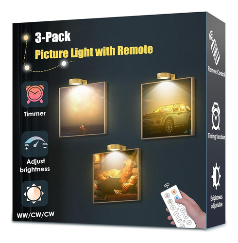 ~? 3-pack Picture Light Funciona Con Batería, Luces Led Con 