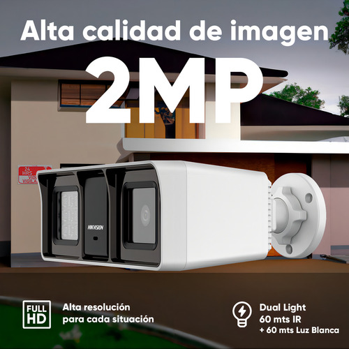 Hikvision Kit De 4 Cámaras De Seguridad Con Micrófono Integrado Bala Turbohd 2mp Dual Light Exterior Ip67 + Dvr 8mp 4 Canales Turbohd + 4 Canales Ip + 3tb Hdd Modelo Ids2ce18d0t-plus-sc+3tb