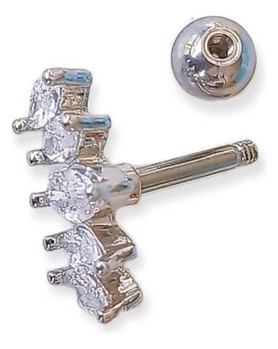 Aro Piercing Punto De Luz Helix Flat Lobulo Zirconia Unidad