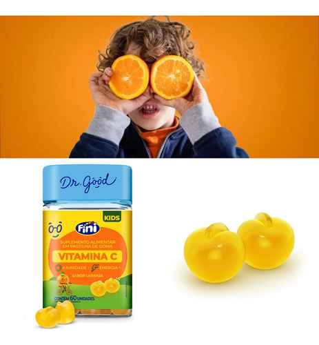 Kit 4 Fini Dr. Good Vitamina C Kids 60 Und Sabor Laranja