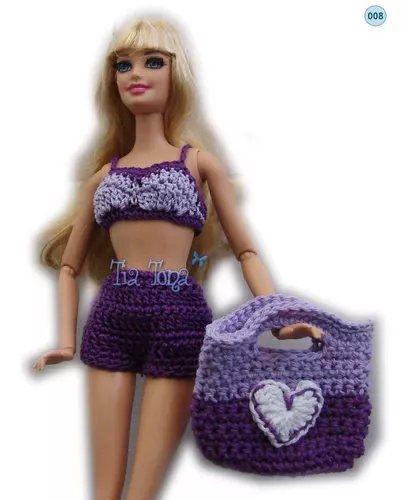 5 Conjuntos Ropa Tejido Crochet Barbie + Regalo