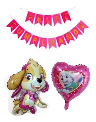 1 Globo Everest Paw Patrol Corazón + 1 Globo Skye