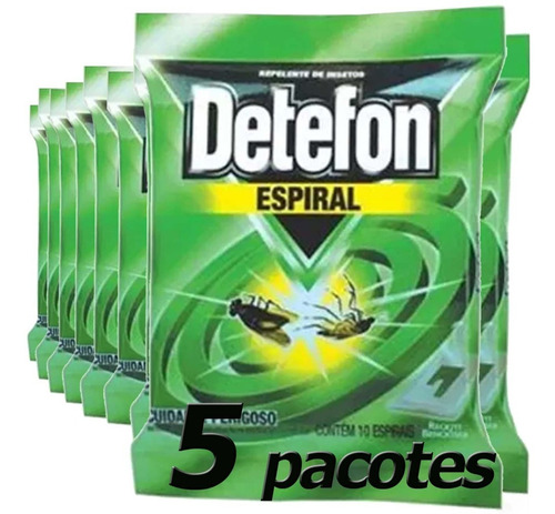 Detefon Espiral Atacado 5 Pacotes Com 10g - 10 Espirais