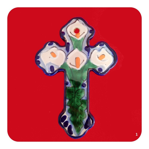 Imagen 2 de 3 de 2 Cruces Talavera Poblana Barroca 14x10 Cm Alcatraz M1 Crz