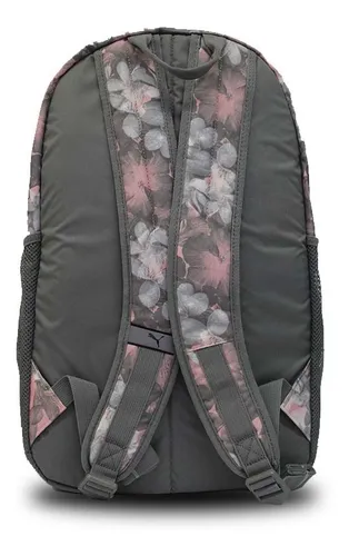 Mochila Puma Academy Backpack Textil Gris rosa Con Flores Cuotas