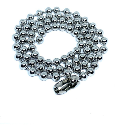 Imagen 2 de 3 de Cadena Tipo Bola Militar 6mm Acero Inoxidable Plateado 70 Cm