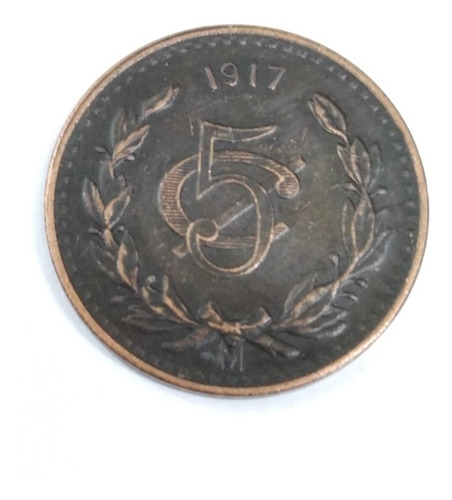 5 Centavos Souvenir Monograma Replica 1917 Cobre