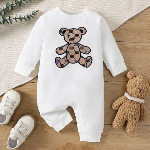 Conjunto De Mameluco De Algodón Bebé Con Estampado De Osito