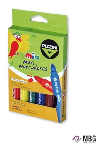 Marcadores Pizzini Mío Maxi Por 06 Colores 
