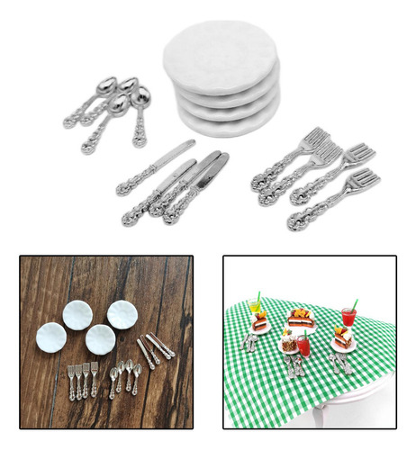 4 Plato De Para Casa De Muñecas Para Decoración De Argén