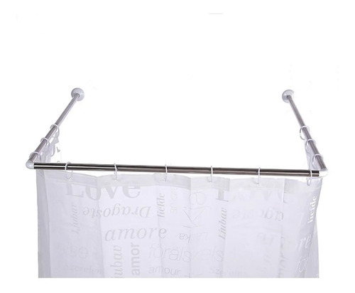 Soporte Cortina Para Baño 3 Tramos Con Codos De Acero Inox