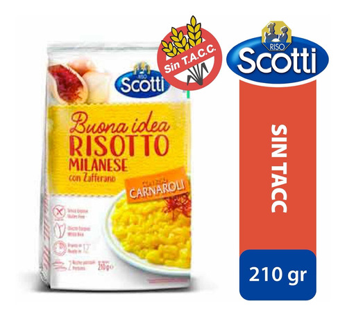 Risotto Carnaroli Scotti Italiano Con Azafrán Sin Tacc X210g
