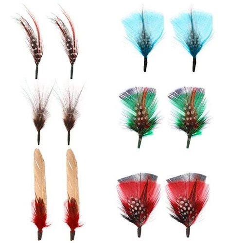 Mwoot 12 Plumas De Sombrero, Plumas Naturales Surtidas, Par.