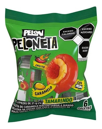 Paleta De Caramelo Macizo Pelón Peloneta De Tamarindo Sabor