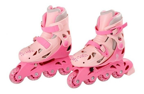 Imagem 2 de 4 de Patins Roller In-line Rosa 38 A 41 Menina Com Acessórios